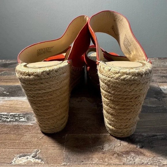 NWOT Kenneth Cole Red Strappy Braided Rope Wedge Women Size 7.5 - Picture 5 of 6